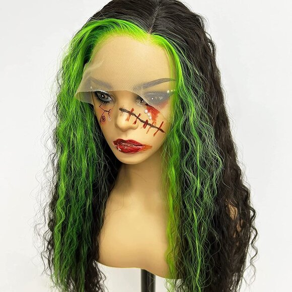 Other - Black With Green Highlight Lace Wig
